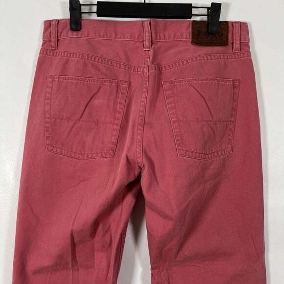 Vintage Polo Ralph Lauren Jeans Mens Size 32x32 Pink Navy Pony Straight Leg - Picture 12 of 16